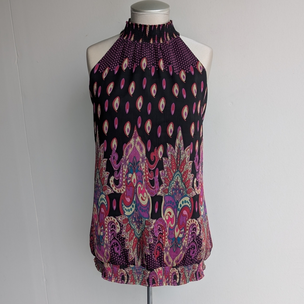 Paisley Halter Sleeveless Blouse